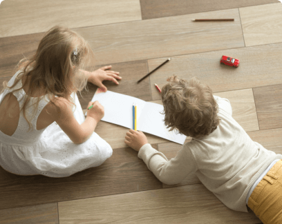 kids playing on vinyl plank flooring